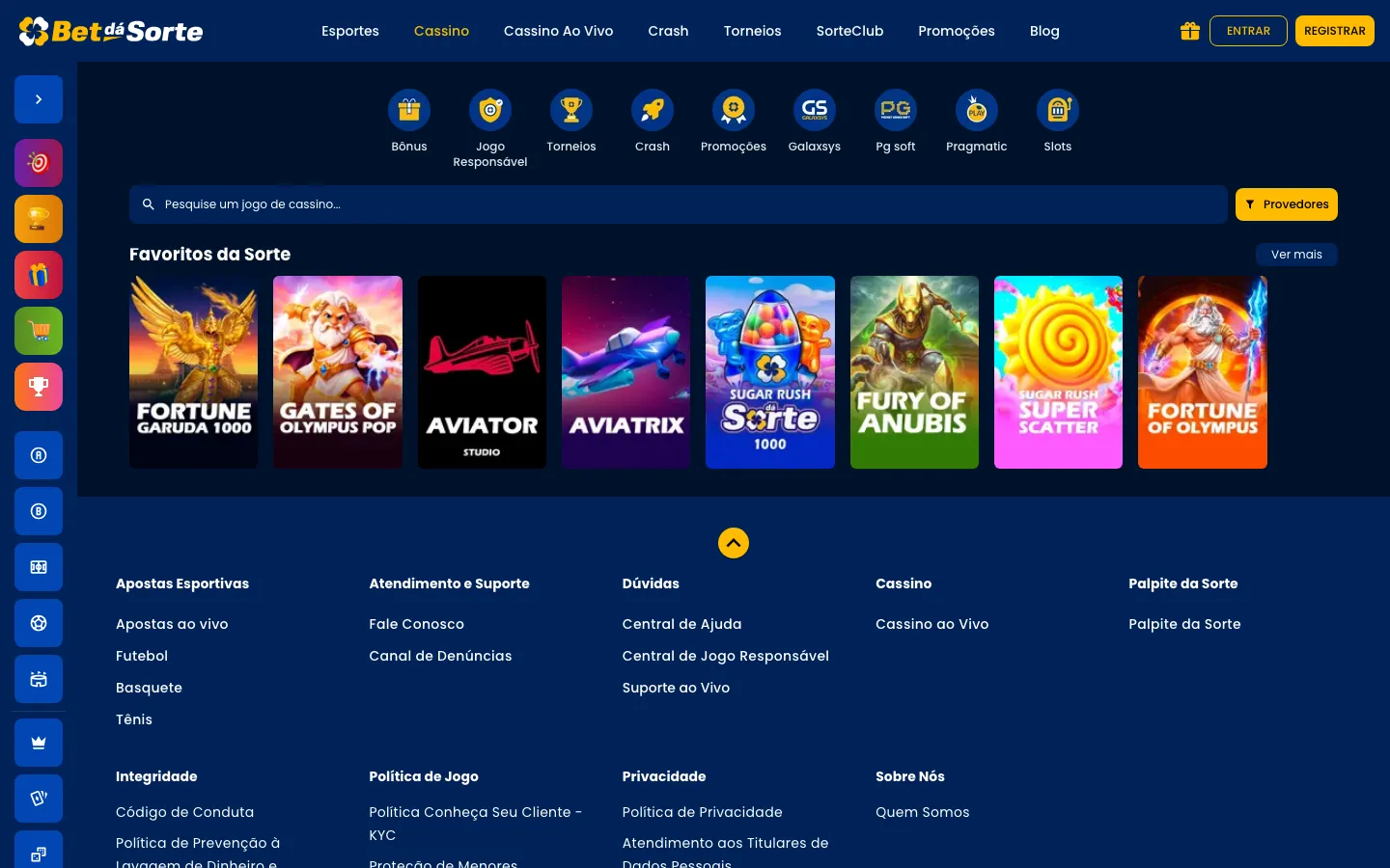 Lobby do cassino Bet dá Sorte no computador: Favoritos da Sorte e provedores